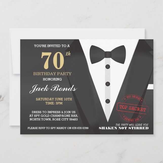 GEHEIM AGENT DETECTIVE CRIME SPY GEBURTSTAG EINLADUNG (Vorderseite)