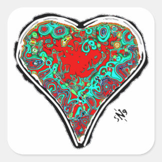 Geheimanatomie eines roten Herzens v2.2, quadratis Quadratischer Aufkleber