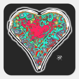 Geheimanatomie eines roten Herzens v3.1 Quadratischer Aufkleber