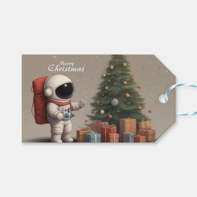 Geheimastronaut Weihnachtsgeschenke unter Weihnach Geschenkanhänger (Vorderseite (Horizontal))