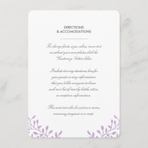 Geheime Garten Hochzeit Einlegekarte - Orchidee Begleitkarte