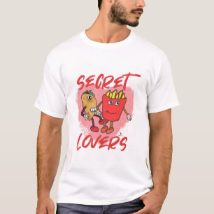 Geheime Liebhaber Taco und Pommes Frites Cartoon-S T-Shirt