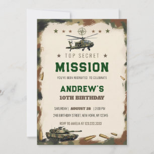 Geheime Militär-Mission-Tarnung Geburtstag Einladung
