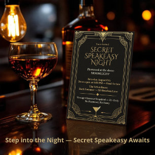Geheime Speakeasy-Nacht-Einladung - Brüllende 20er Einladung
