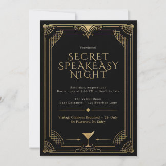 Geheime Speakeasy-Nacht-Einladung - Brüllende 20er Einladung