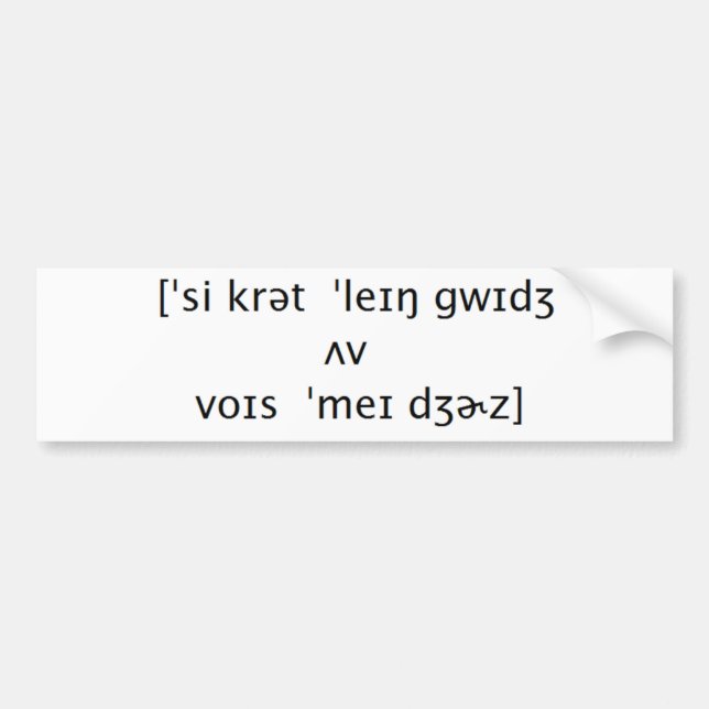 Geheime Sprache Autoaufkleber (Vorne)