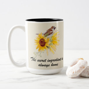 Geheime Zutaten mit Sonnenblumen Zweifarbige Tasse