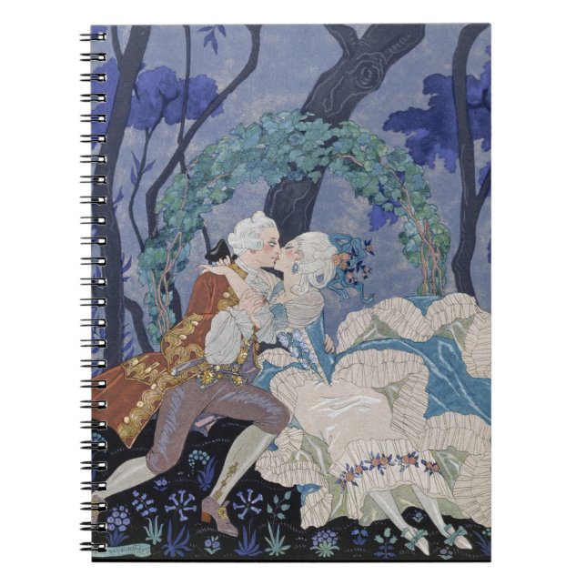 Geheimer Kuss, Illustration für "Partys Galantes" Notizblock (Vorderseite)