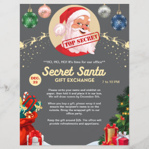 Geheimer Weihnachtsmann-Geschenkaustausch Graues W Flyer