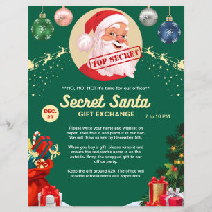Geheimer Weihnachtsmann-Geschenkaustausch Grüne We Flyer