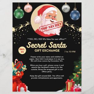 Geheimer-Wichtel-Geschenktausch Schwarzes Weihnach Flyer