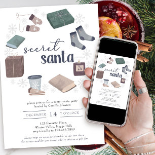Geheimer Wichtel-Winterkranz-Geschenkaustausch-Par Einladung