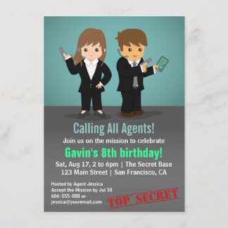 Geheimes Agent-Geburtstags-Party Einladung