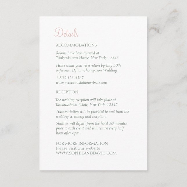 Geheimgarten Blush Lovebirds Hochzeitsstimmung Begleitkarte (Vorderseite)