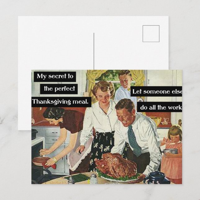 Geheimnis für das perfekte Erntedank-Dinner Vintag Postkarte (Vorne/Hinten)