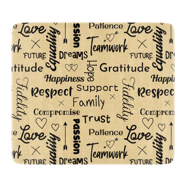 Geheimnisse eines glücklichen Hochzeitstages Schneidebrett (Vorderseite)