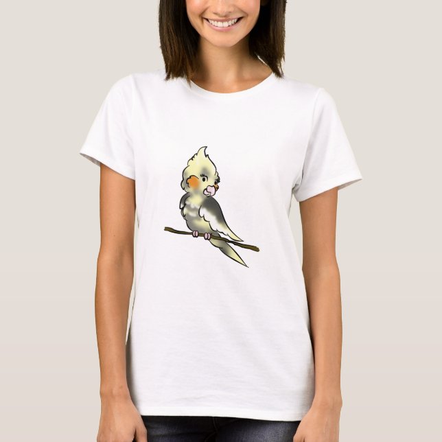 Geheimnistuerischer Cockatiel-DamenBabydoll T-Shirt (Vorderseite)