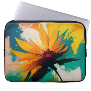 Geheimnisvolle Blüte – Ein Tanz aus Farbe und Bewe Laptopschutzhülle