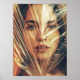 Geheimnisvolle Frau hinter Strokes Impasto-Ölgemäl Poster