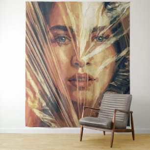 Geheimnisvolle Frau hinter Strokes Impasto-Ölgemäl Wandteppich
