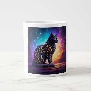 Geheimnisvolle schwarze Katze mit Diamanten  Jumbo-Tasse