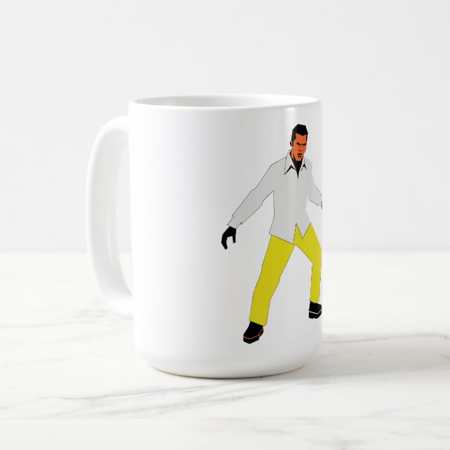 Geheimnisvoller Mann Blick Kaffeetasse (Vorderseite Links)