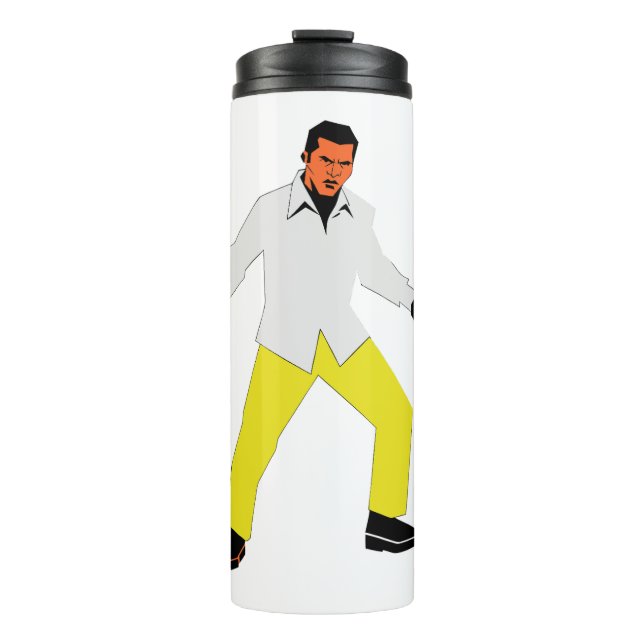 Geheimnisvoller Mann Blick Thermosbecher (Vorderseite)
