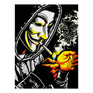 Geheimnisvoller Rauchender Mit Kapuzenmaske Pop Ar Poster