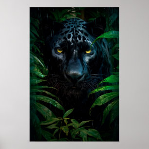 Geheimnisvoller Schwarzer Panther Dschungel Wildti Poster