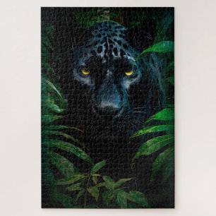 Geheimnisvoller Schwarzer Panther Dschungel Wildti Puzzle