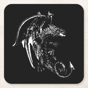 Geheimnisvolles Nacht-Drachen-Fantasie-Kreatur-Des Rechteckiger Pappuntersetzer