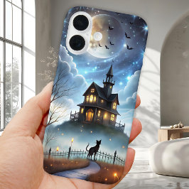 Geheimnisvolles schwarzes Halloween-Katzenteleskop iPhone 16 Hülle