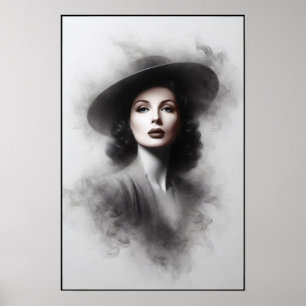 Geheimnisvolles weibliches Porträt Kunst aus den 1 Poster
