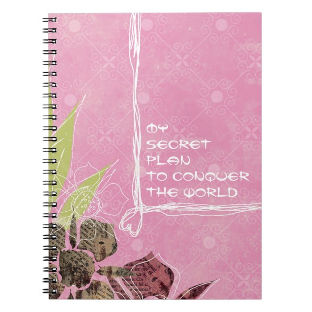 Geheimplan Pink Blume Notebook Notizblock (Vorderseite)