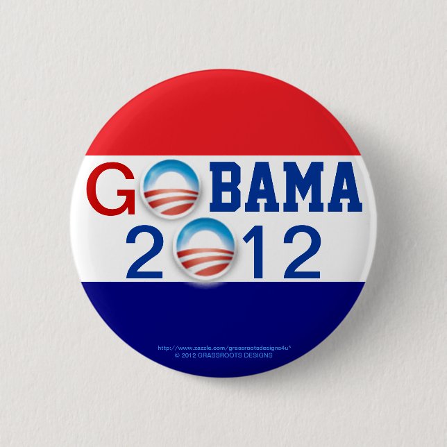 GEHEN 2. Ausdruck OBAMA 2012 Logo-3D Button (Vorderseite)