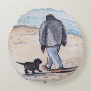 Gehen der Hund - 05 Rundes Kissen