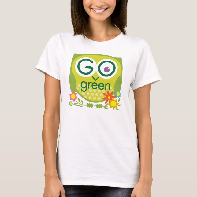 Gehen Eule grüne T-Shirt (Vorderseite)