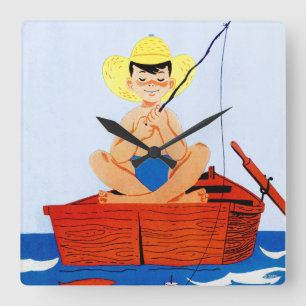 Gehen Fische Quadratische Wanduhr