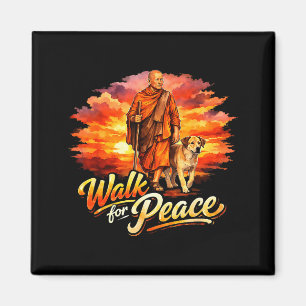 Gehen für den Frieden achtsamer Mönch spirituelle Magnet