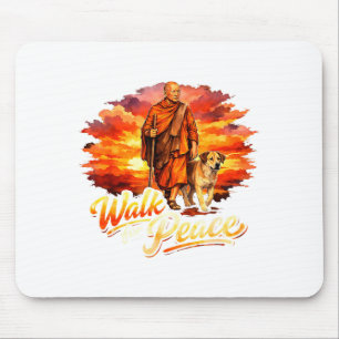 Gehen für Frieden achtsamer Mönch spirituelle Kuns Mousepad