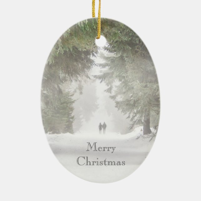 Gehen in den Schnee Keramik Ornament (Hinten)