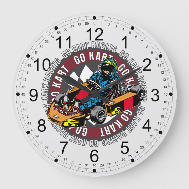 Gehen Kart Laufen Große Wanduhr (Vorderseite)