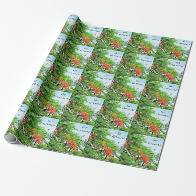 Gehen rotes Flammen-Baum-Packpapier grünes Geschenkpapier (Ungerollt)