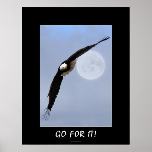 "GEHEN SIE DAFÜR!" Motivierend Bald Eagle Art Post Poster