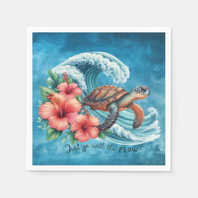 Gehen Sie einfach mit dem Fluss - Schildkrötenstil Serviette (Vorderseite)