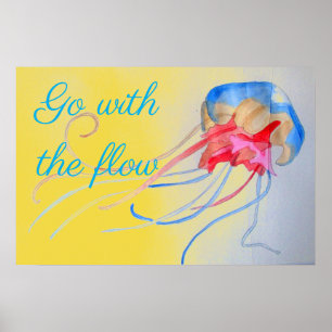 Gehen Sie mit dem Fließkommazahl Jellyfish auf dem Poster