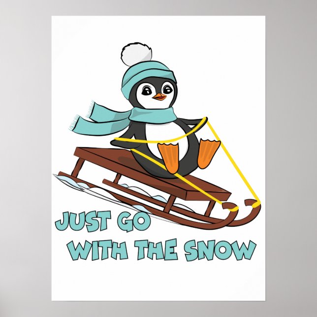 Gehen Sie mit dem Niedlichen Pinguin im Schneeschu Poster (Vorne)