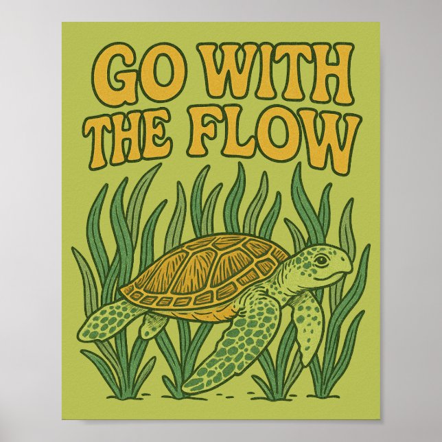 Gehen Sie mit der Flussseeschildkröte Poster (Vorne)