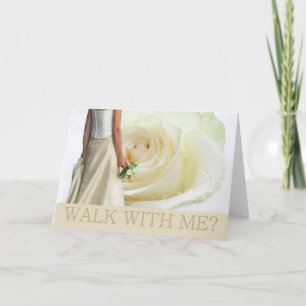 Gehen Sie mit mir Anfrage weißer Rose Einladung