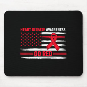 Gehen Sie Rot Herzerkrankung Amerikanische Flagge Mousepad